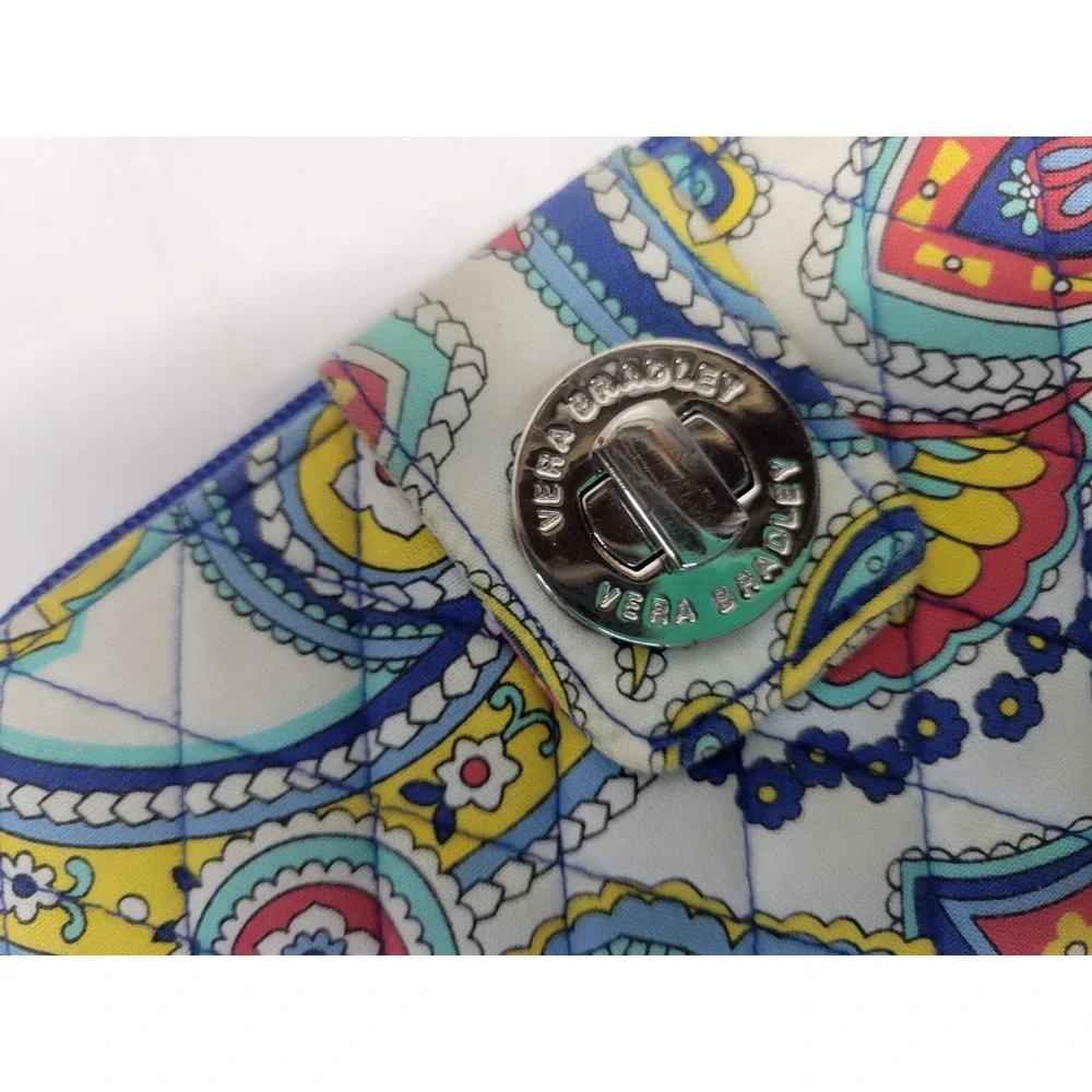 Vera Bradley Wallet Paisley Blue Red Yellow‎ White Zip Around Clutch Purse - Picture 3 of 10